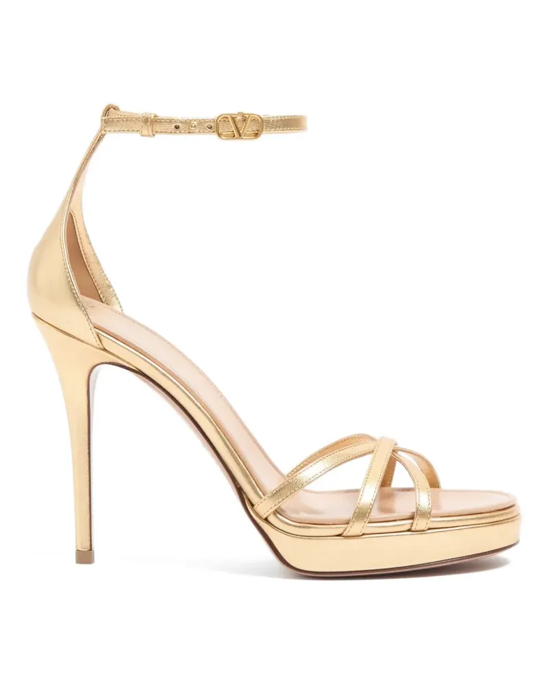 Valentino Garavani Eveninglam Plateausandalen aus laminiertem Nappaleder 120mm - Gold Gold