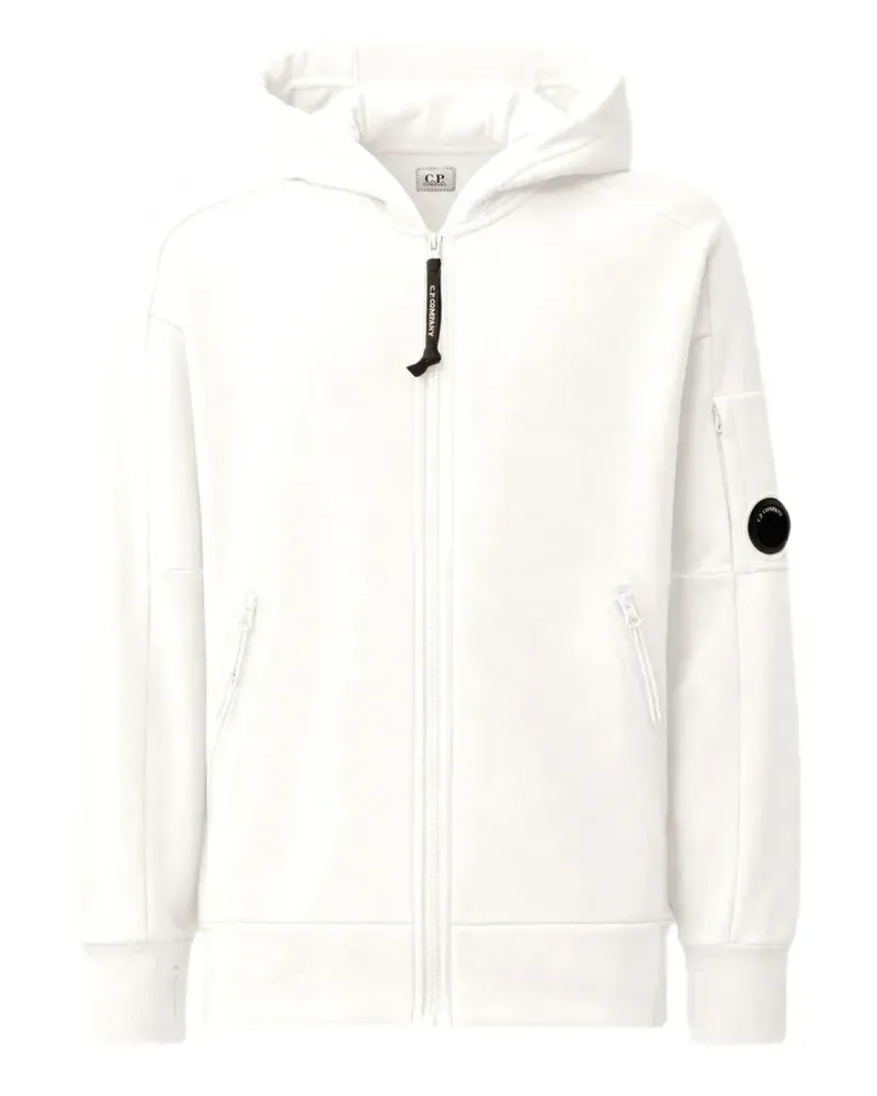 C.P. Company Diagonal Raised Fleece Lens Hoodie - Weiß Weiß