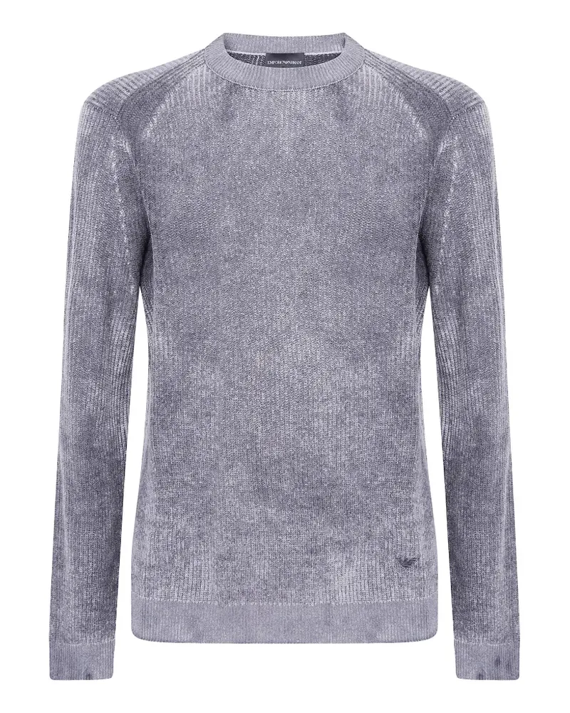 Emporio Armani ribbed virgin wool sweater with mélange print - Grau Grau