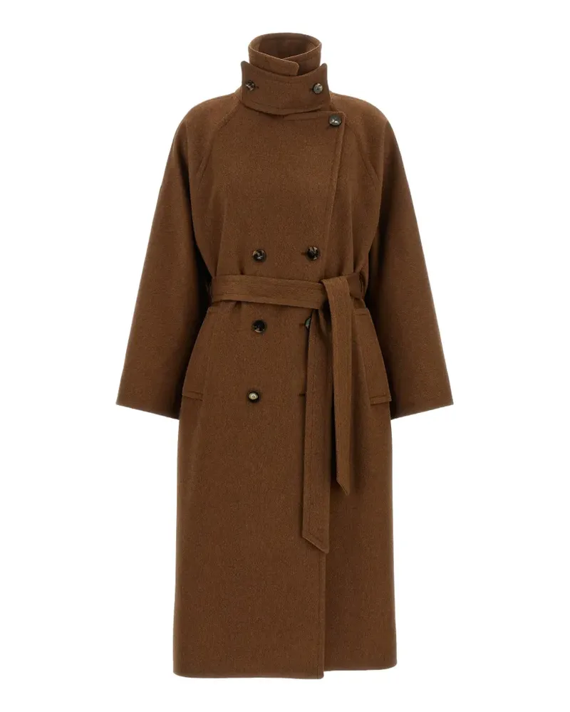 Alberto Biani belted double-breasted coat - Braun Braun