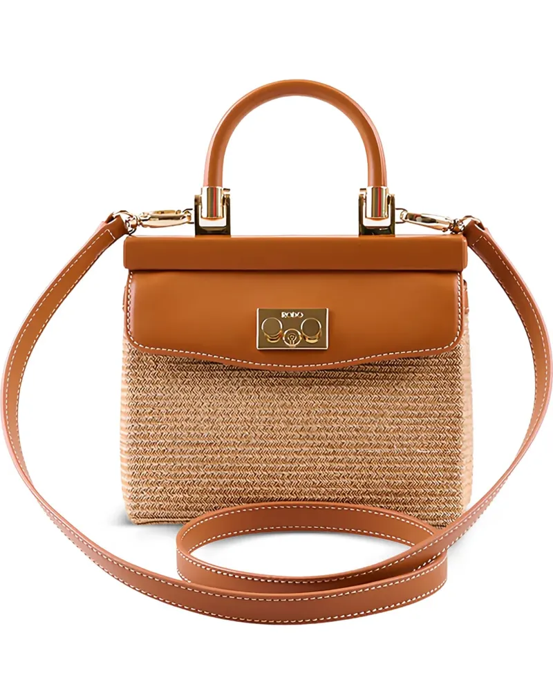 Rodo Paris Tote Bag aus Raffiabast - Nude Nude