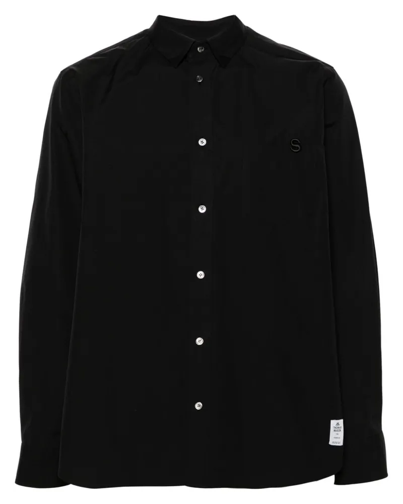 Sacai Hemd aus Popeline mit Logo - Schwarz Schwarz