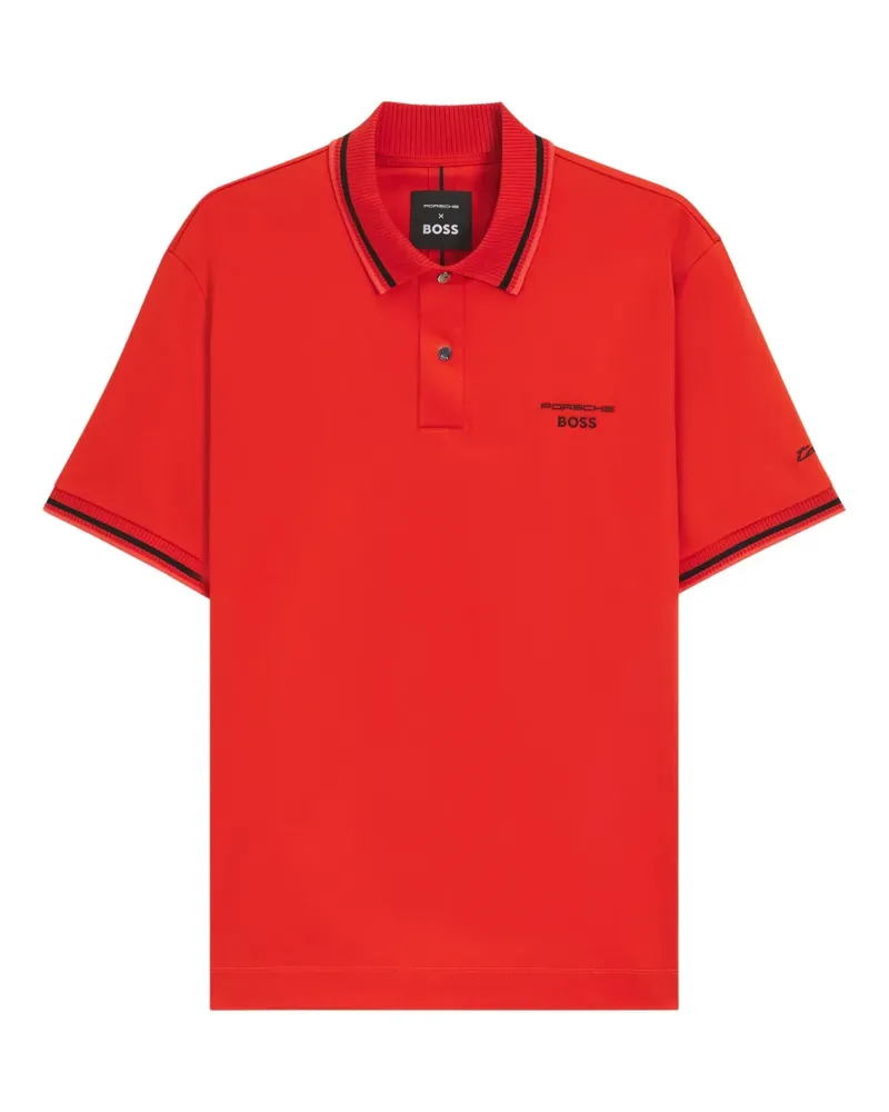 HUGO BOSS x Porsche Paris Poloshirt mit geripptem Kragen - Orange Orange