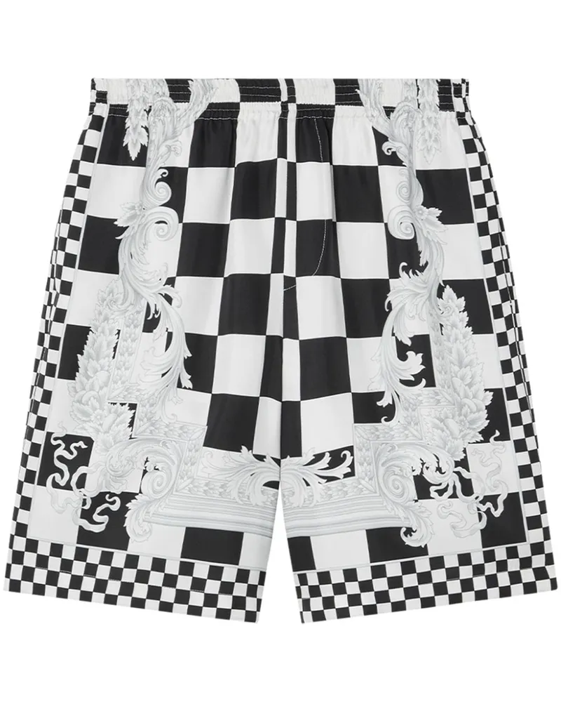 Versace Karierte Shorts mit Barocco-Print - Schwarz Schwarz