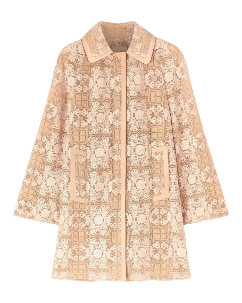 Ermanno Scervino lace-detail single-breasted coat - Nude Nude