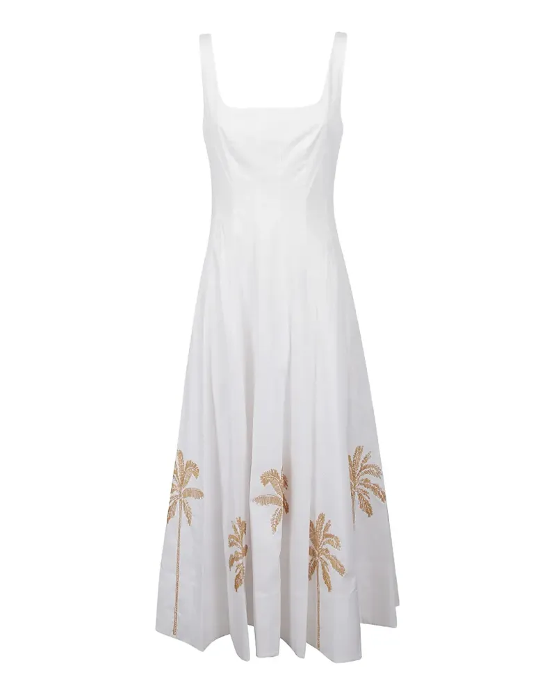 STAUD Wells embroidered midi dress - Weiß Weiß