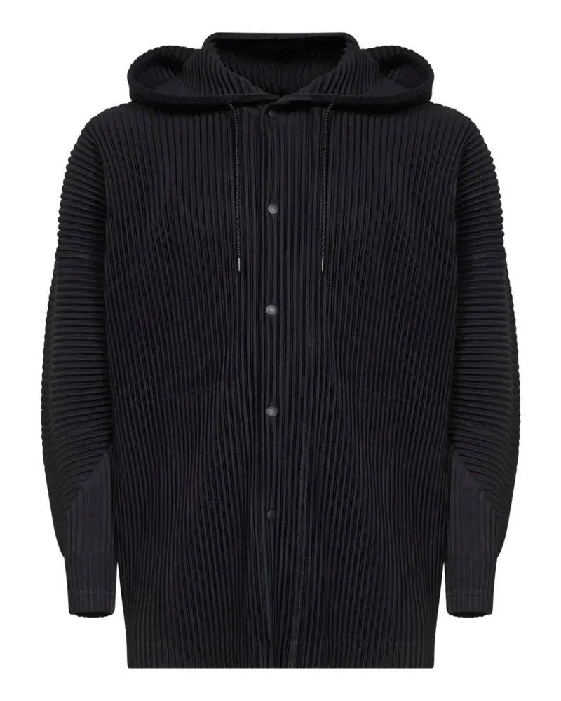Issey Miyake Kapuzenjacke mit Falten - Schwarz Schwarz