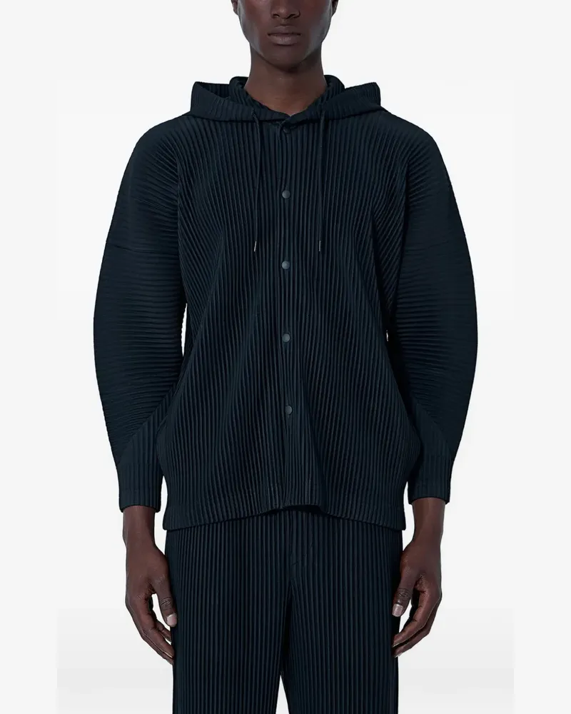 Issey Miyake Kapuzenjacke mit Falten - Schwarz Schwarz