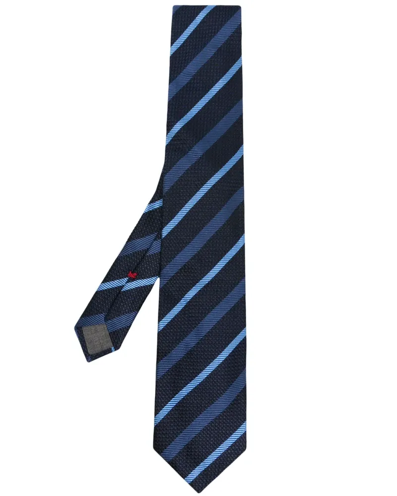 Brunello Cucinelli Gestreifte Regimental Seidenkrawatte - Blau Blau