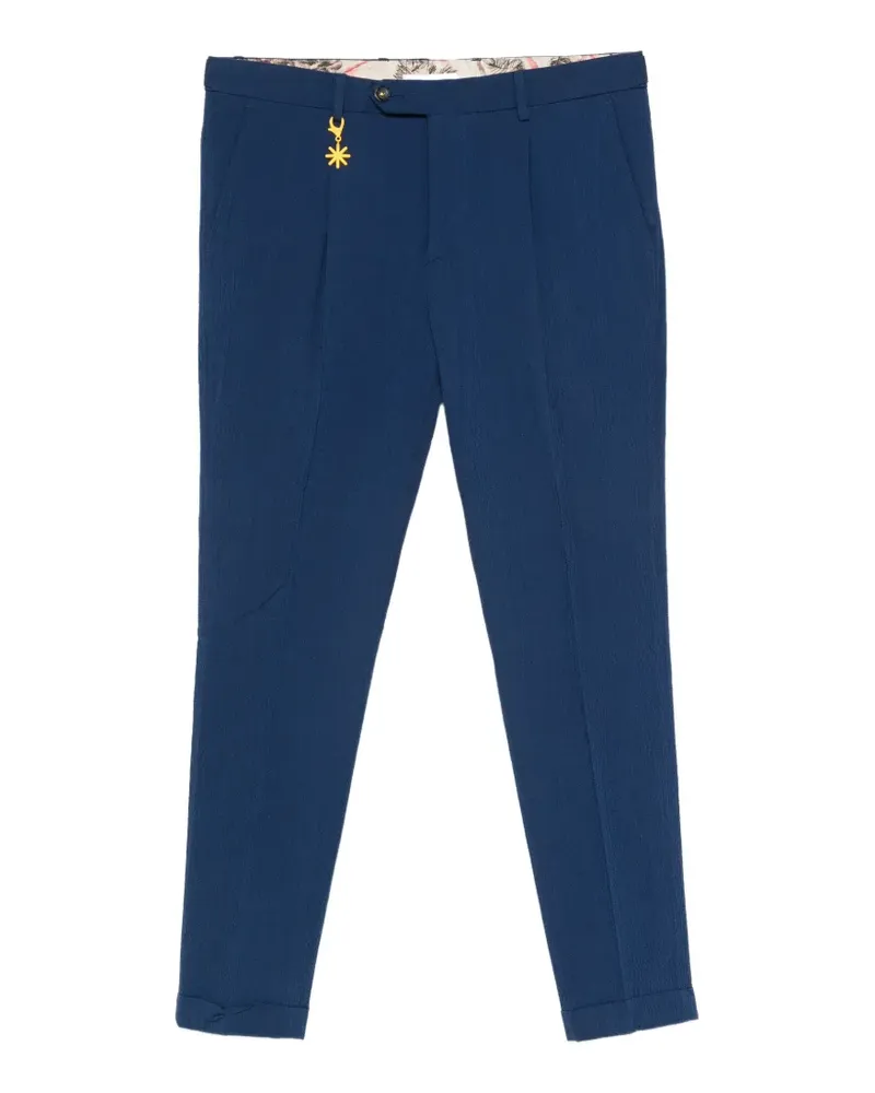 Manuel Ritz seersucker-texture pleated trousers - Blau Blau