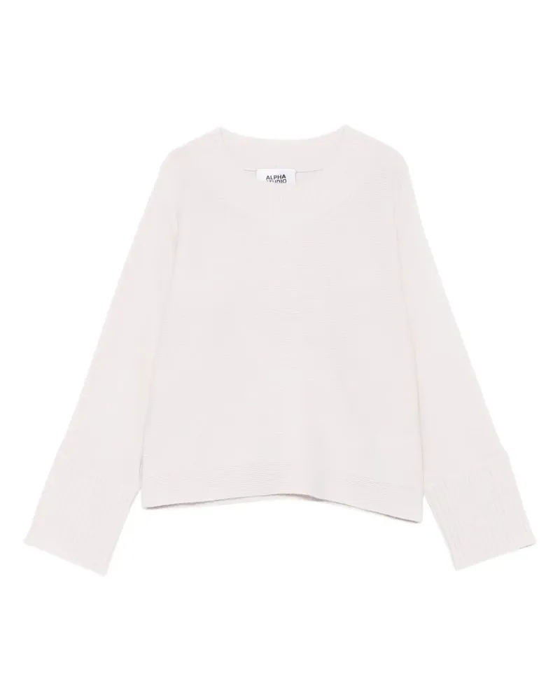 Alpha Studio Pullover mit gerippten Bündchen - Weiß Weiß