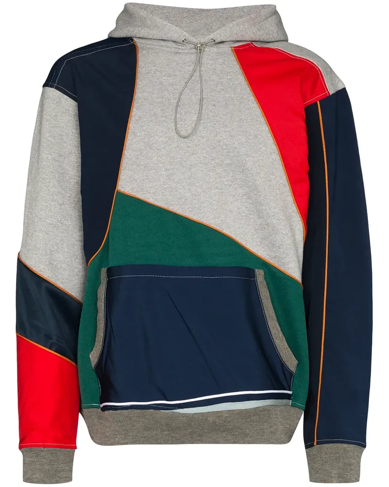 AHLUWALIA Kapuzenpullover im Patchwork-Design - Grau Grau