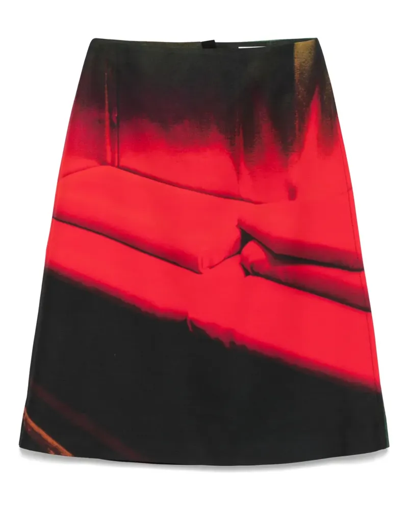 Jil Sander Midirock mit Print - Rot Rot