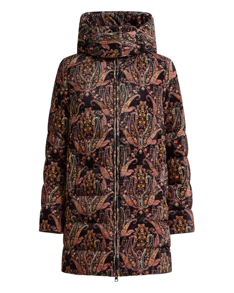 Etro floral paisley velvet puffer jacket - Schwarz Schwarz