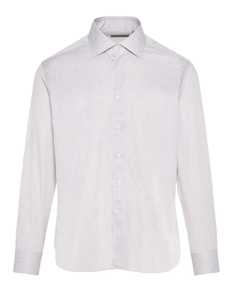 Corneliani Gestreiftes Hemd - Weiß Weiß