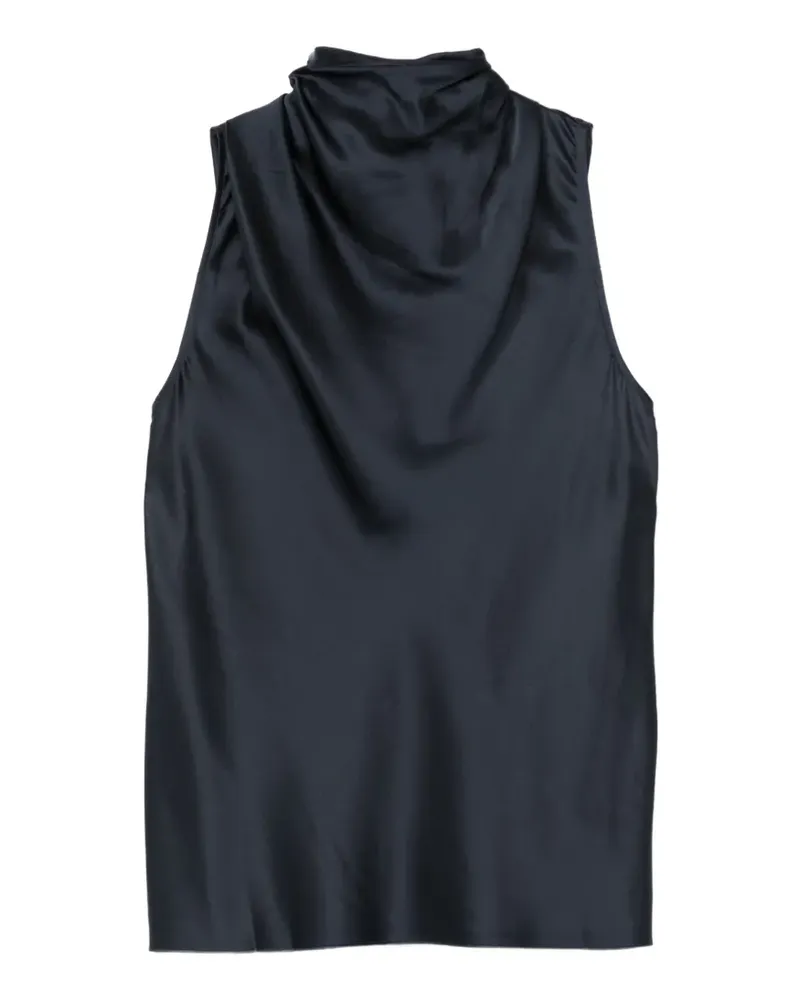 Helmut Lang Seidenoberteil mit Volants - Blau Blau