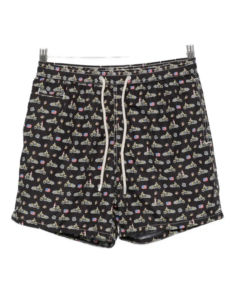 MC2 Saint Barth Lighting graphic-print drawstring swim shorts - Schwarz Schwarz