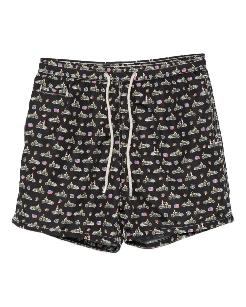 MC2 Saint Barth Lighting graphic-print drawstring swim shorts - Schwarz Schwarz