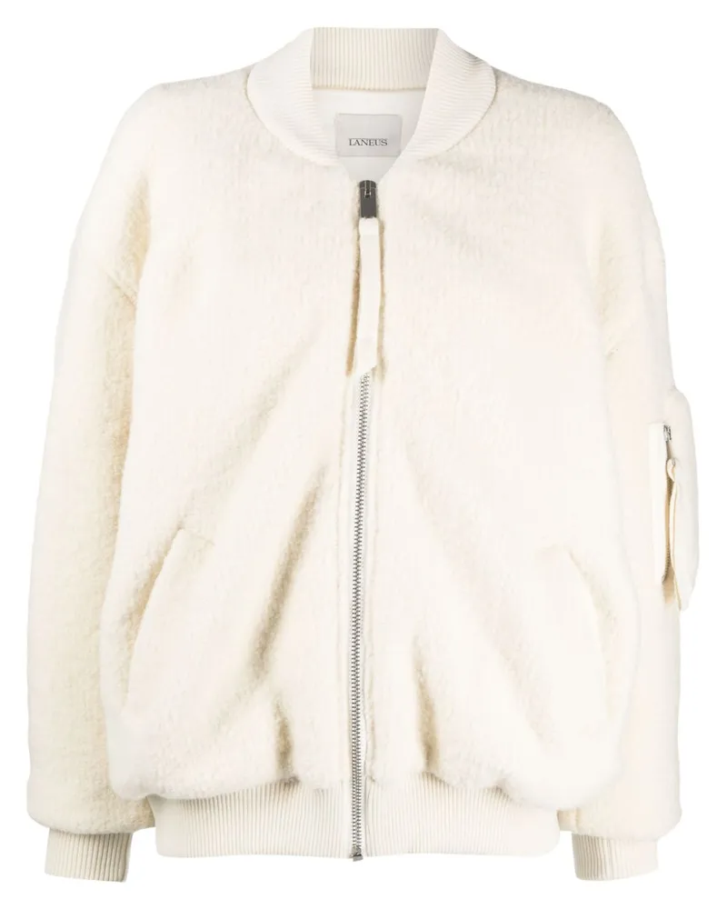 Laneus Fleecejacke mit Texturen-Print - Weiß Weiß