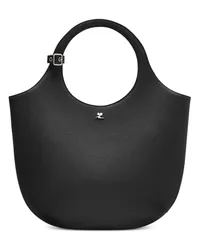 Courrèges medium Holy leather tote bag Schwarz