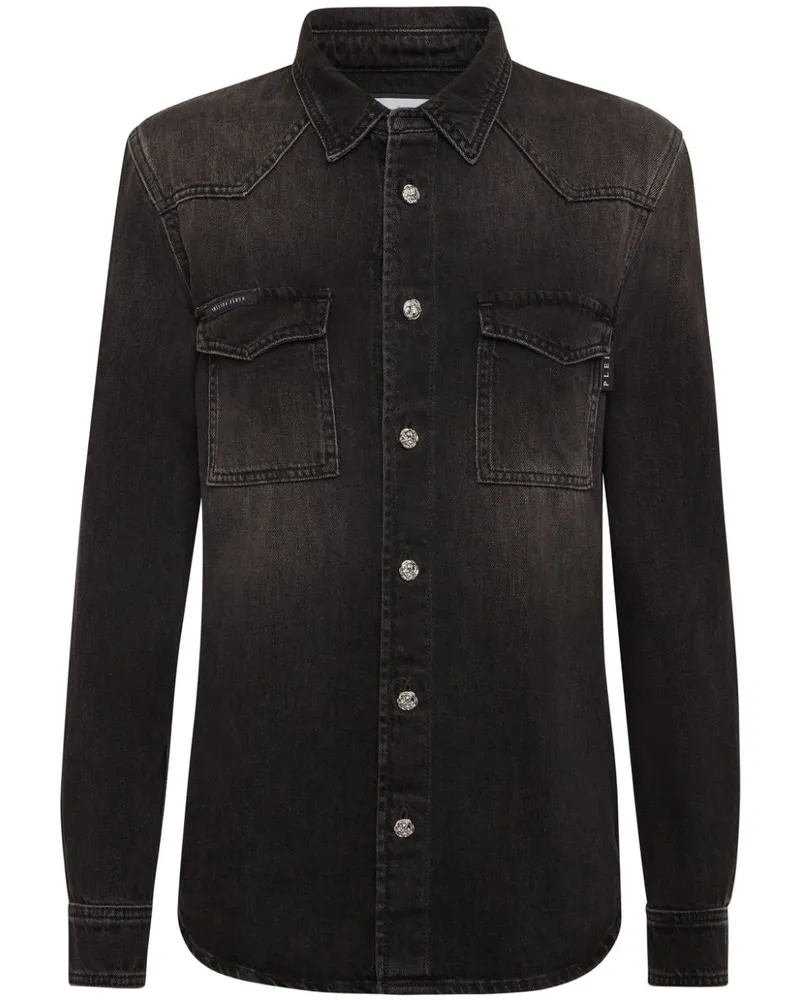 Philipp Plein Langärmeliges Jeanshemd - Schwarz Schwarz