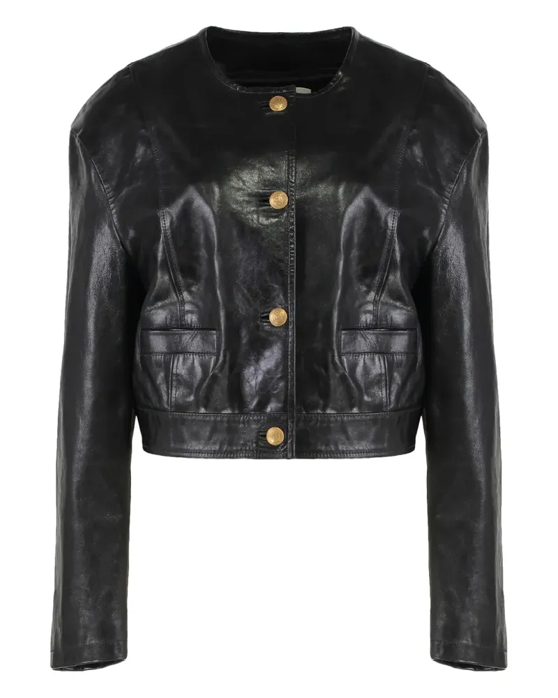 HALFBOY buttonned leather jacket - Schwarz Schwarz