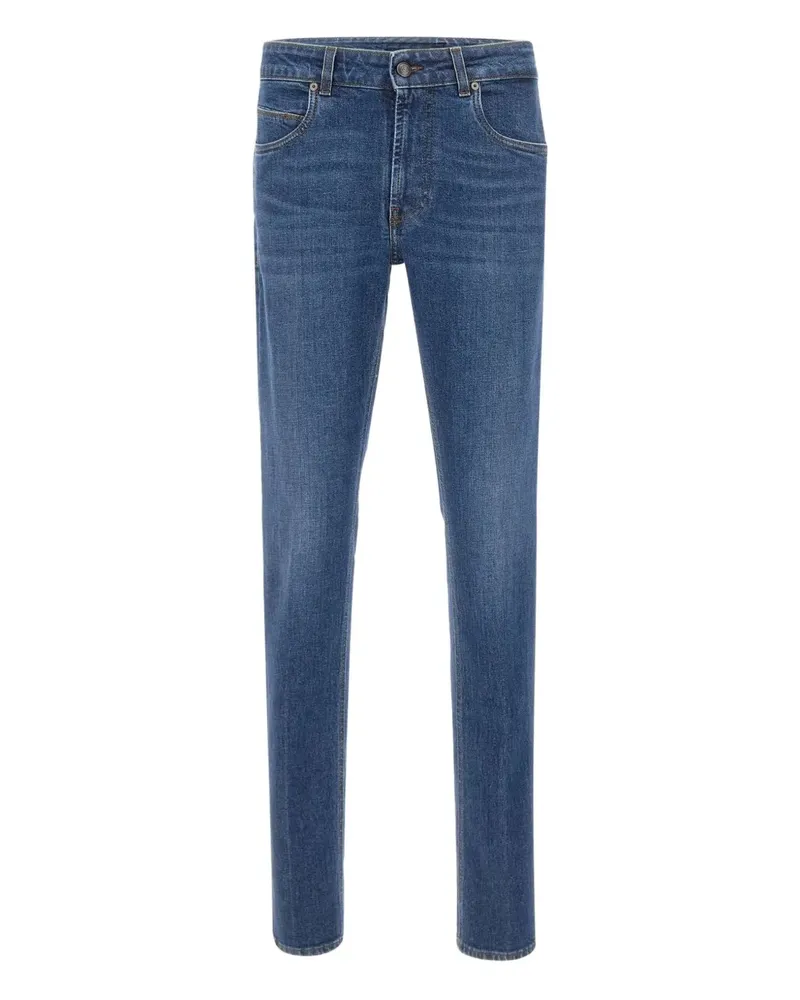 Fay Five-Pocket-Jeans mit Leder-Patch - Blau Blau