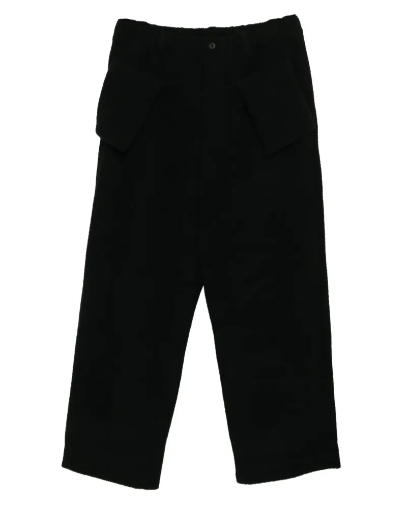 Yohji Yamamoto Weite Hose mit wattierten Taschen - Schwarz Schwarz
