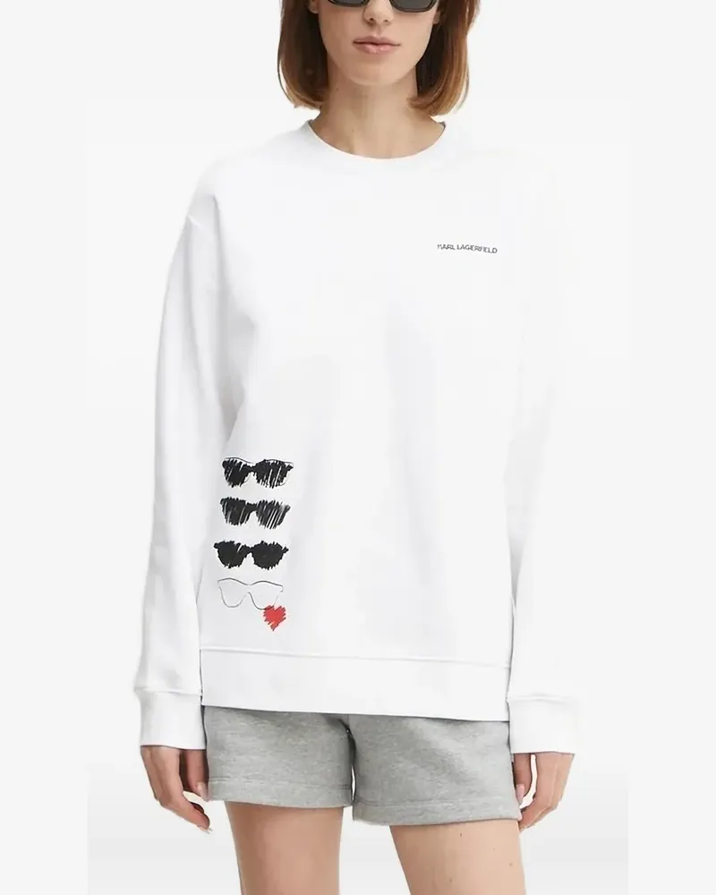 Karl Lagerfeld Sweatshirt mit Sonnenbrillen-Print - Weiß Weiß