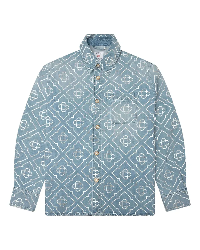 Casablanca Paris pearl-embellished monogram shirt - Blau Blau