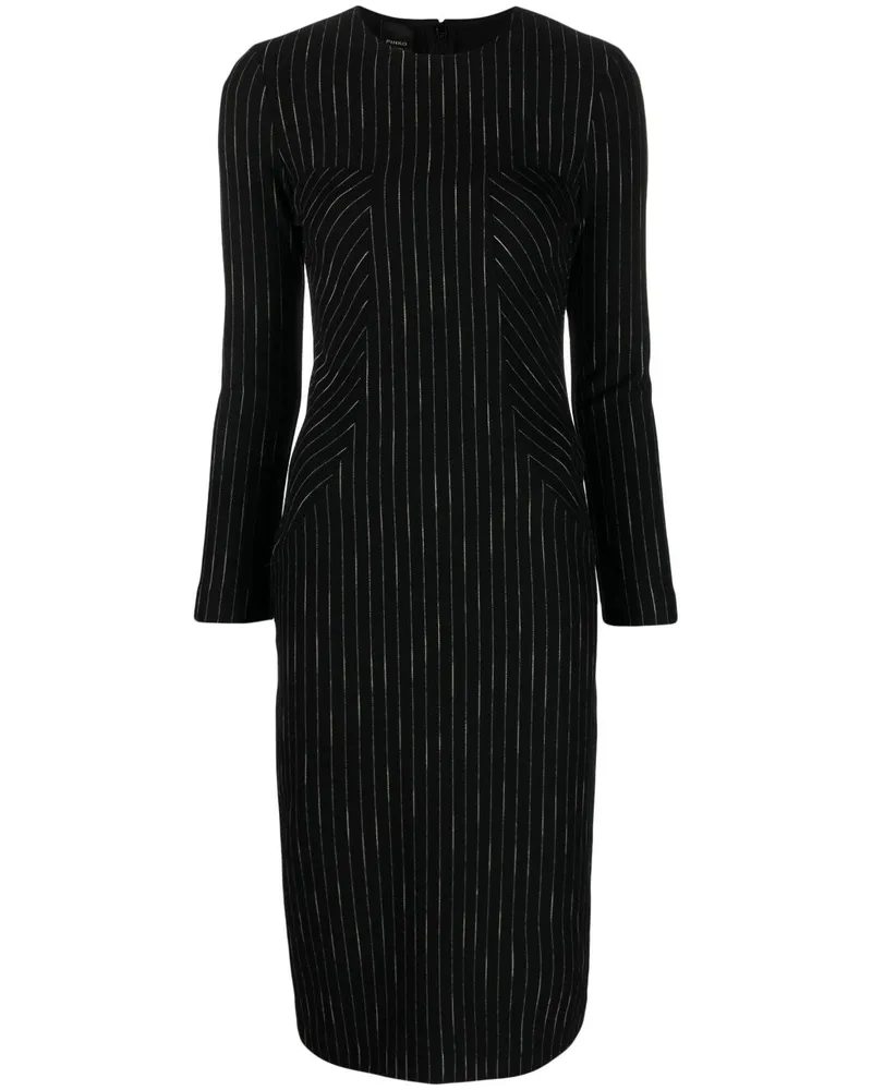 Pinko Gestreiftes Midikleid - Schwarz Schwarz