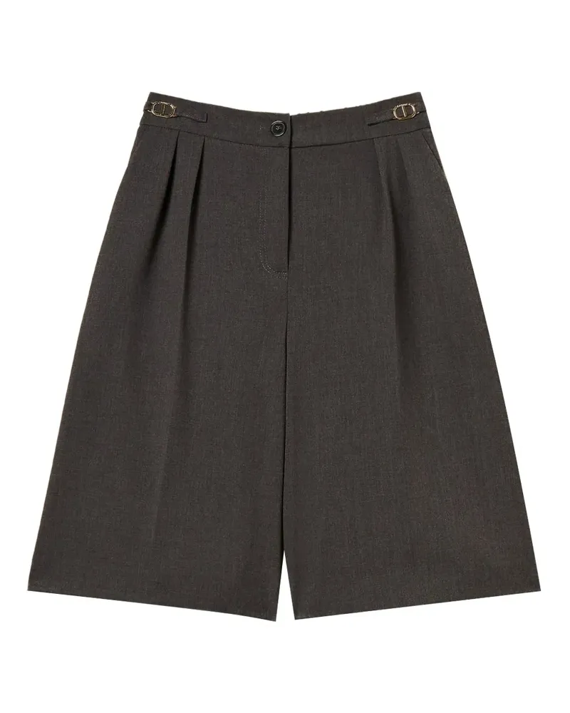 Twin-Set Bundfaltenshorts mit Logo-Detail - Grau Grau