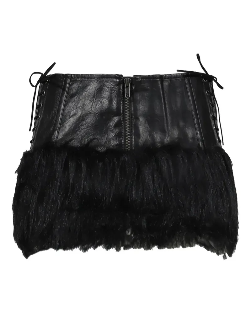 Jaded London Kurzer Rock mit Einsätzen aus Faux Fur - Schwarz Schwarz