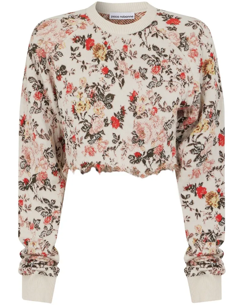 Paco Rabanne Cropped-Hemd mit Blumen-Print - Nude Nude