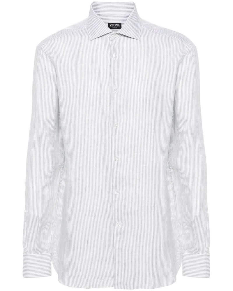 Ermenegildo Zegna Gestreiftes Leinenhemd - Grün Grün