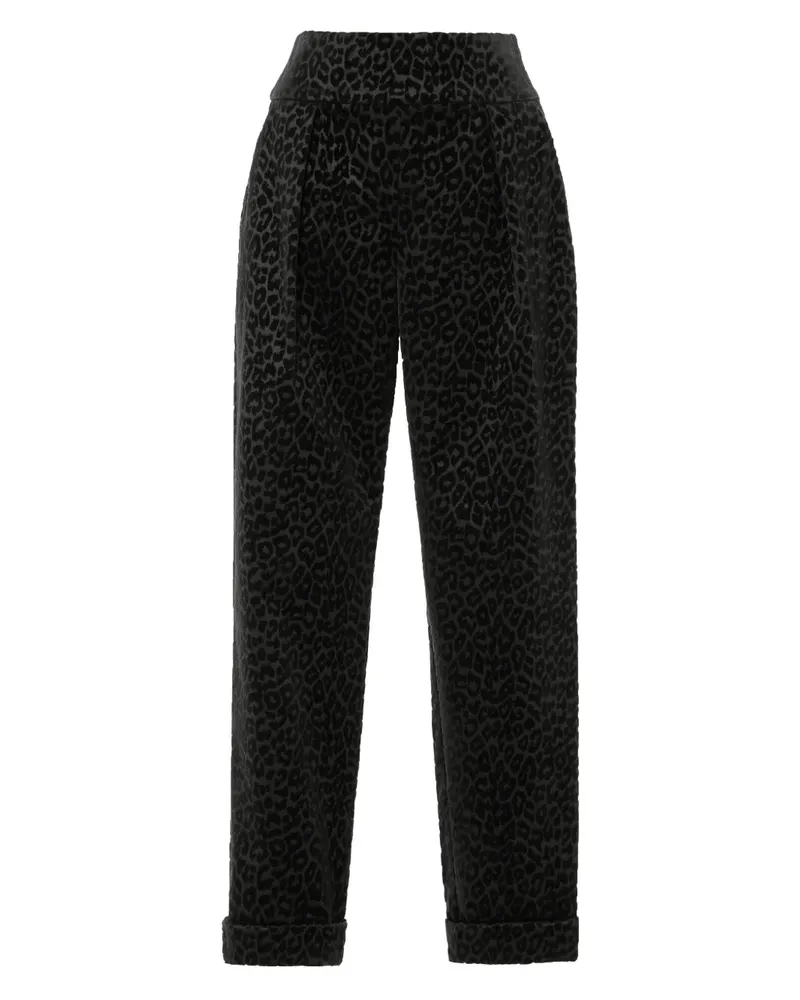 Temperley London Samthose mit Leoparden-Print - Schwarz Schwarz