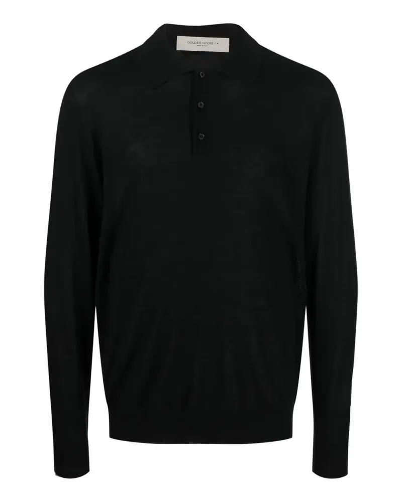 Golden Goose long-sleeve knitted polo shirt - Schwarz Schwarz