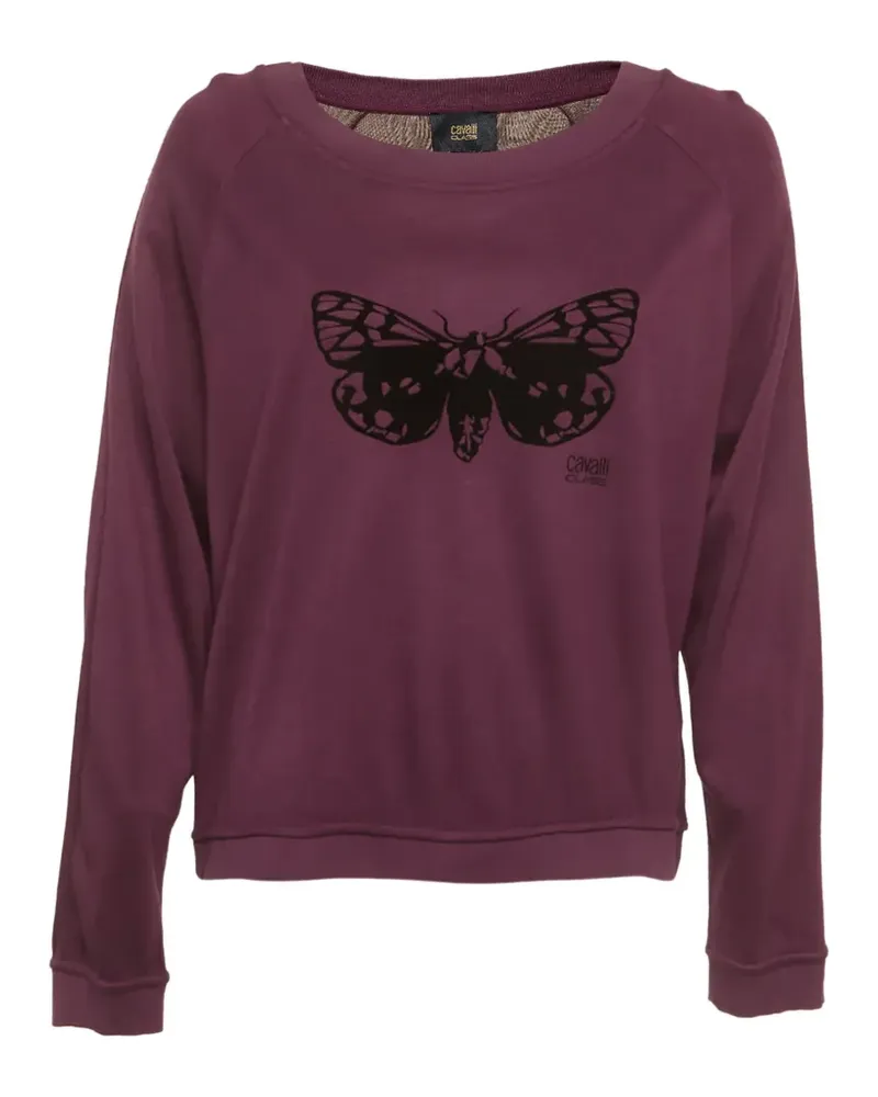 Roberto Cavalli butterfly-detail wide-neck sweatshirt - Violett Violett
