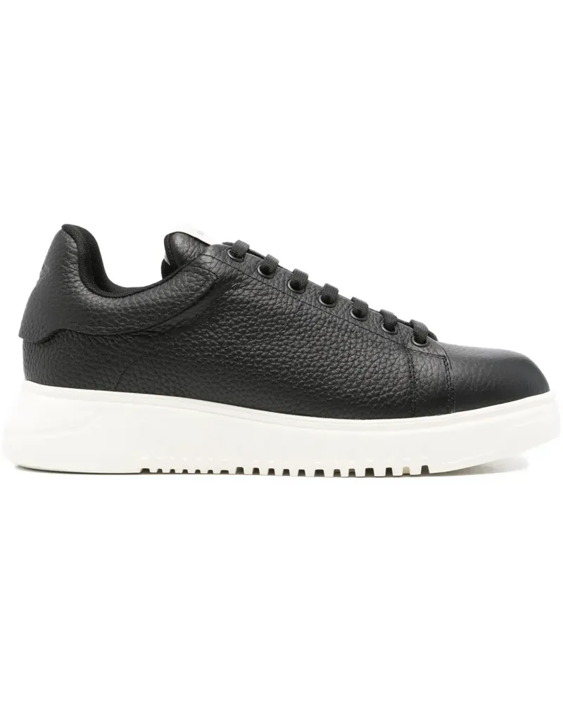 Emporio Armani Sneakers aus strukturiertem Leder - Schwarz Schwarz
