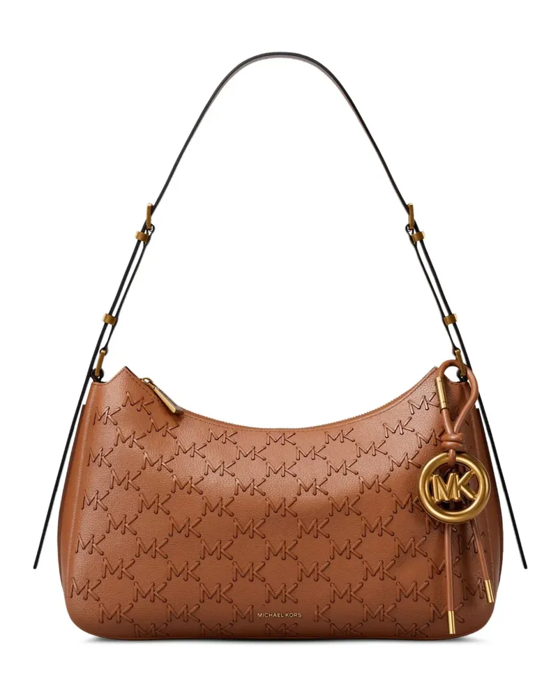Michael Kors Mittelgroße Nolita Schultertasche aus gekörntem Leder - Braun Braun