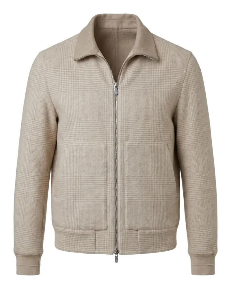 Brunello Cucinelli Prince of Wales check cashmere jacket - Nude Nude