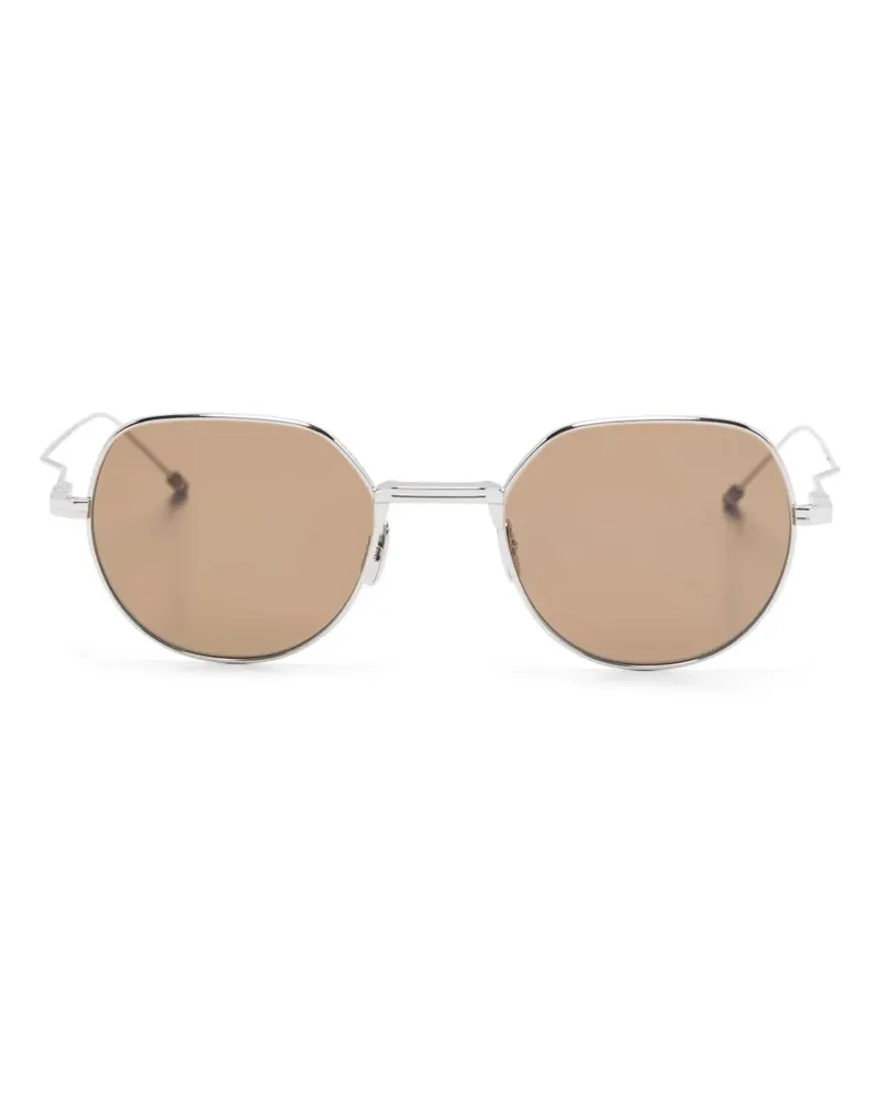 Thom Browne Sonnenbrille mit rundem Gestell - Silber Silber