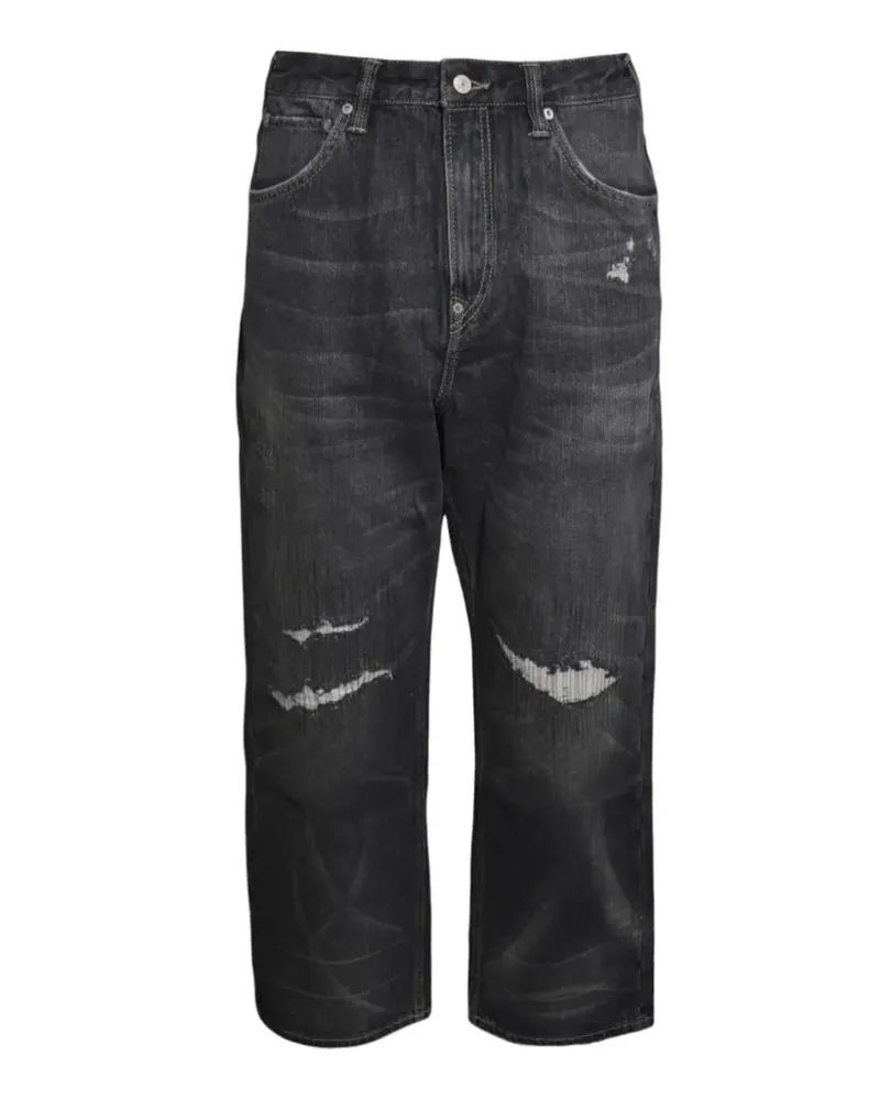 Evisu Gerade Kanji Ebisu Jeans im Distressed-Look - Schwarz Schwarz