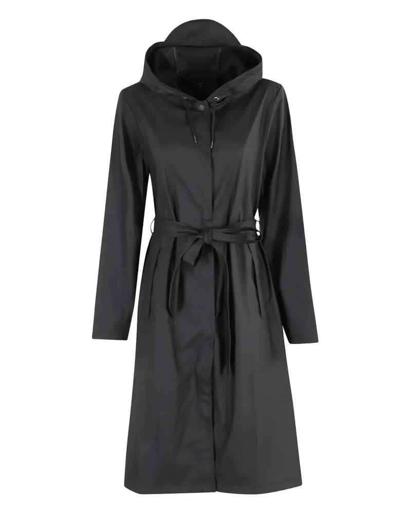 RAINS hooded belted raincoat - Schwarz Schwarz