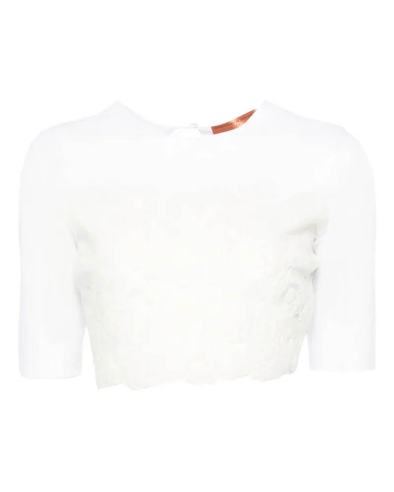Ermanno Scervino Oberteil mit Spitzeneinsätzen - Weiß Weiß