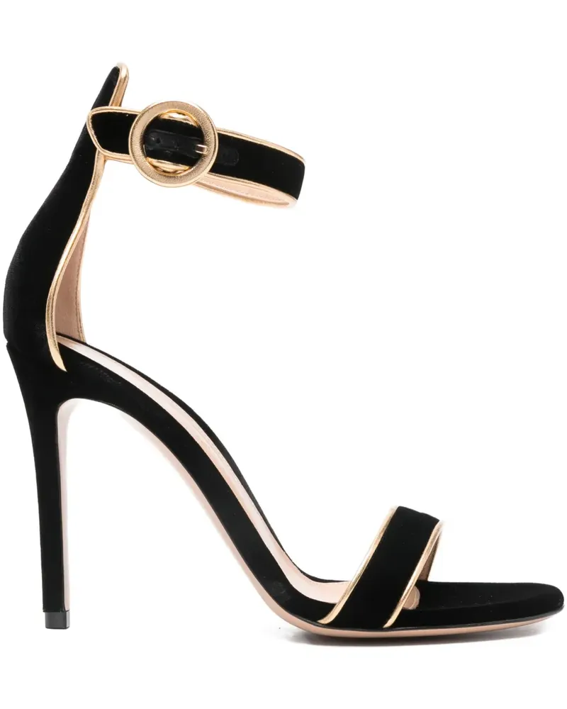 Gianvito Rossi Samtsandalen mit Knöchelriemen - Schwarz Schwarz