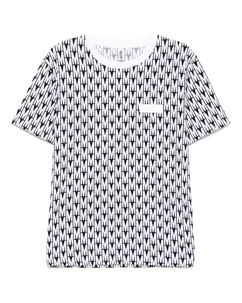 Moschino T-Shirt mit Logo-Patch - Weiß Weiß