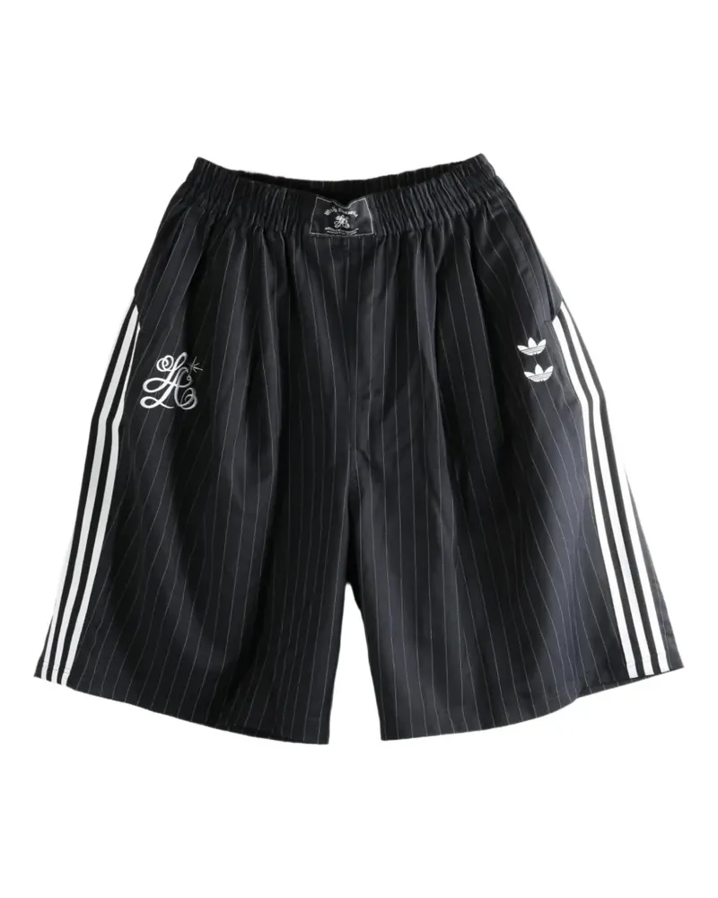 adidas x Willy Chavarria.pinstripe-pattern side-stripe shorts - Schwarz Schwarz