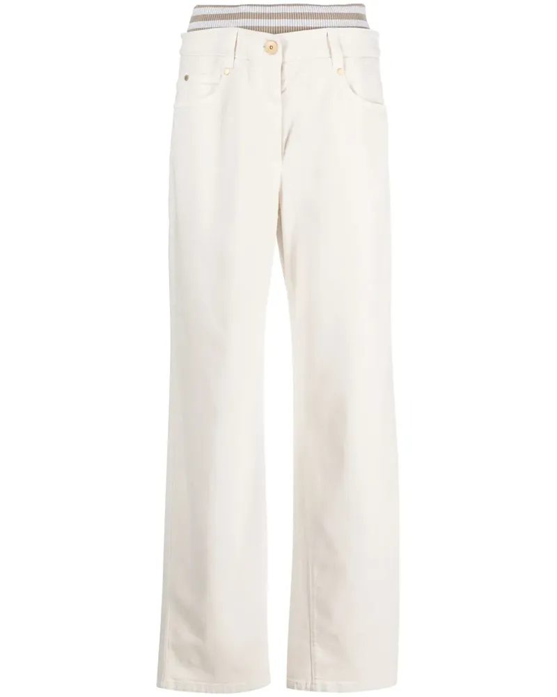 Brunello Cucinelli Weite Jeans mit gestreiftem Bund - Nude Nude