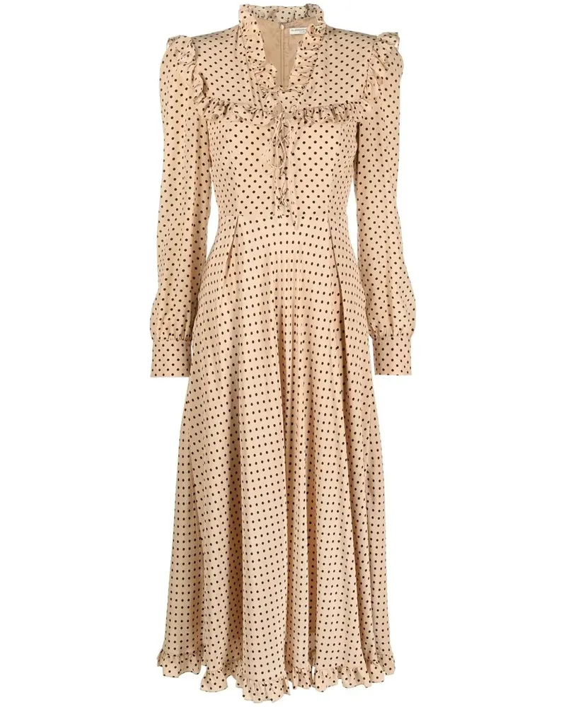 Alessandra Rich Gepunktetes Midikleid - Nude Nude
